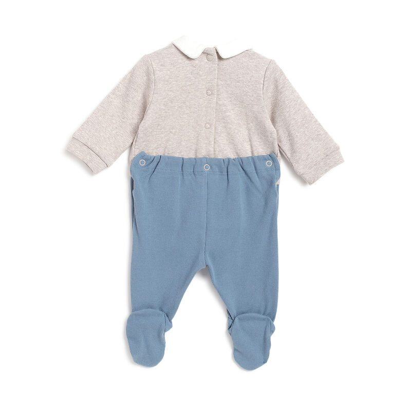 Boys Medium Natural Applique Nappy Opening Babysuit image number 1
